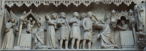 Martyre de saint Nicaise tympan du portail des saints cathedrale de reims